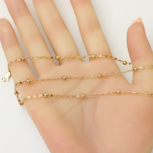 "Rose Gold Beaded Chain Necklace, XPNL0189 - Picture 3 of 12